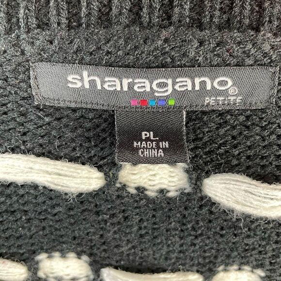 Sharagano Black and White Sweater Size PL EUC - Picture 7 of 7
